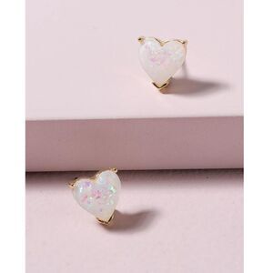 White Shimmery Opal Heart Earrings